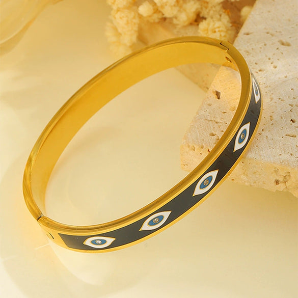 Devil's Eye Buckle Bracelet Stainless Steel Retro High End Bracelet With Diamond Design