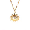 Devil's Eye Inlaid Zircon Copper Pendant Necklace With 18K Gold Plated Ochain For Women