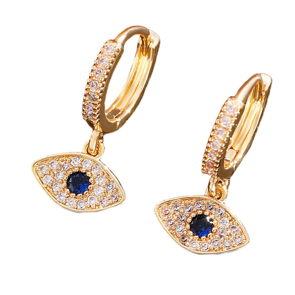 Devil's Eye Zircon Earrings Copper Set With Diamonds Stylish Cool Unisex