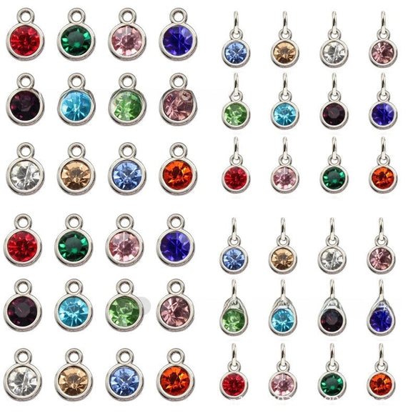Diamond-encrusted Twelve Birthstone Colored Glass Pendant  Necklace Jewelry DIY Pet Alloy Accessories Jewelry