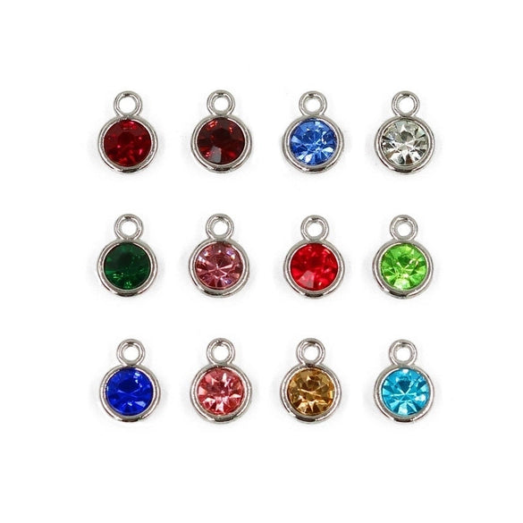 Diamond-encrusted Twelve Birthstone Colored Glass Pendant  Necklace Jewelry DIY Pet Alloy Accessories Jewelry