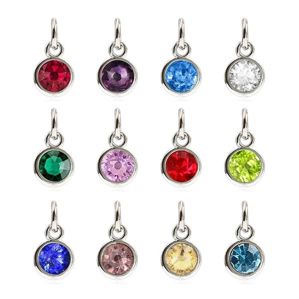 Diamond-encrusted Twelve Birthstone Colored Glass Pendant  Necklace Jewelry DIY Pet Alloy Accessories Jewelry