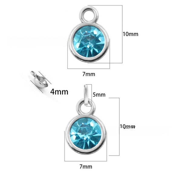Diamond-encrusted Twelve Birthstone Colored Glass Pendant  Necklace Jewelry DIY Pet Alloy Accessories Jewelry