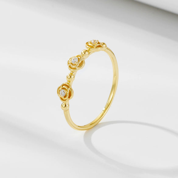 Diamond Rose 925 Sterling Silver Flower Style Women's Ring Bracelet
