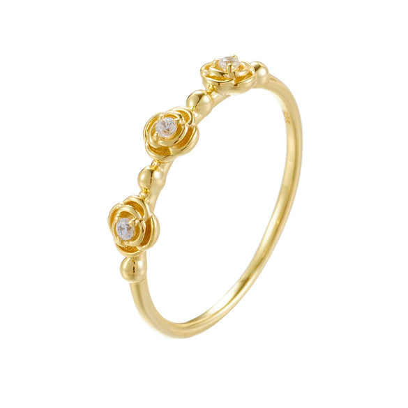 Diamond Rose 925 Sterling Silver Flower Style Women's Ring Bracelet