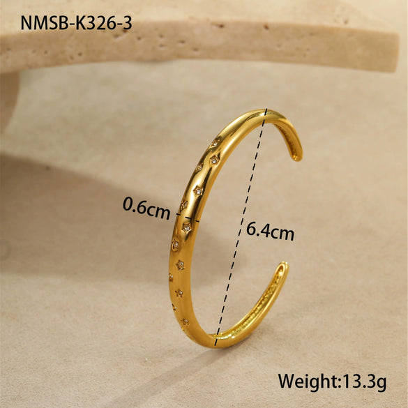 Diamondencrusted Titanium Steel And Stainless Steel Bracelet Geometric Pattern Electroplated Women's Fashion Hand Jewelry