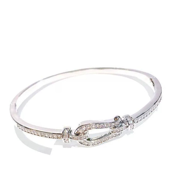 Diamondstudded Openended Bracelet Copper Plastic Light Luxury Style For Women