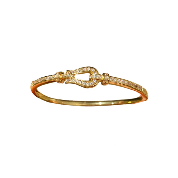 Diamondstudded Openended Bracelet Copper Plastic Light Luxury Style For Women