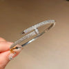 Diamondstudded Openended Bracelet Copper Plastic Light Luxury Style For Women
