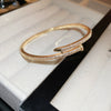 Diamondstudded Openended Bracelet Copper Plastic Light Luxury Style For Women