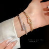 Diamondstudded Openended Bracelet Copper Plastic Light Luxury Style For Women