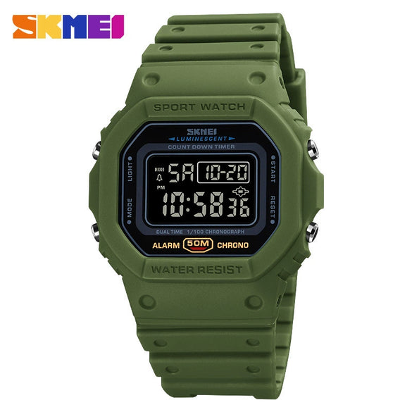 Digital Electronic Watch Plastic Geometric Style Round Shockproof Outdoor Sports Watch For Men