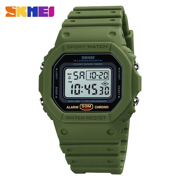 Digital Electronic Watch Plastic Geometric Style Round Shockproof Outdoor Sports Watch For Men