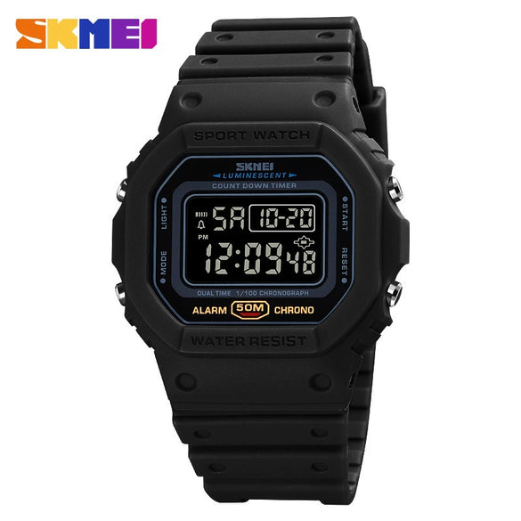 Digital Electronic Watch Plastic Geometric Style Round Shockproof Outdoor Sports Watch For Men