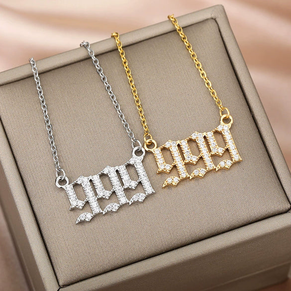 Digital Necklace With Angel Pattern Copper Pendant And O Chain Electroplated For Men And Women Couple
