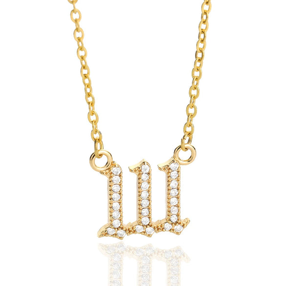 Digital Necklace With Angel Pattern Copper Pendant And O Chain Electroplated For Men And Women Couple