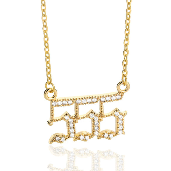 Digital Necklace With Angel Pattern Copper Pendant And O Chain Electroplated For Men And Women Couple
