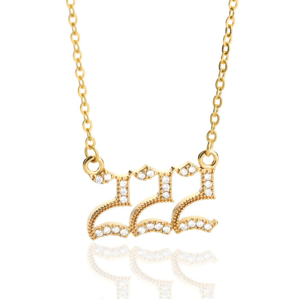 Digital Necklace With Angel Pattern Copper Pendant And O Chain Electroplated For Men And Women Couple