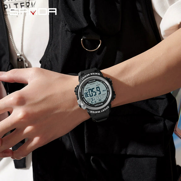 Digital Watch Multifunctional Youth Watch Fashion Trendy Luminous Student Watch Round Acrylic Mirror Abs Tpu Simple Natural