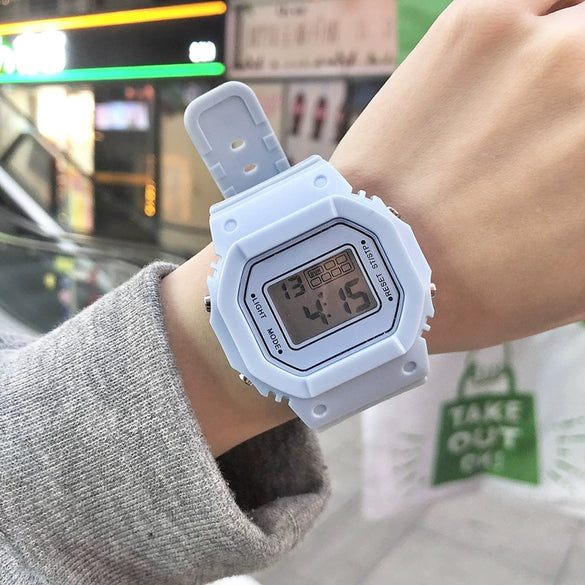 Digital Watch Plastic And Silicone Unicorn Luminous Square For Kids And Girls