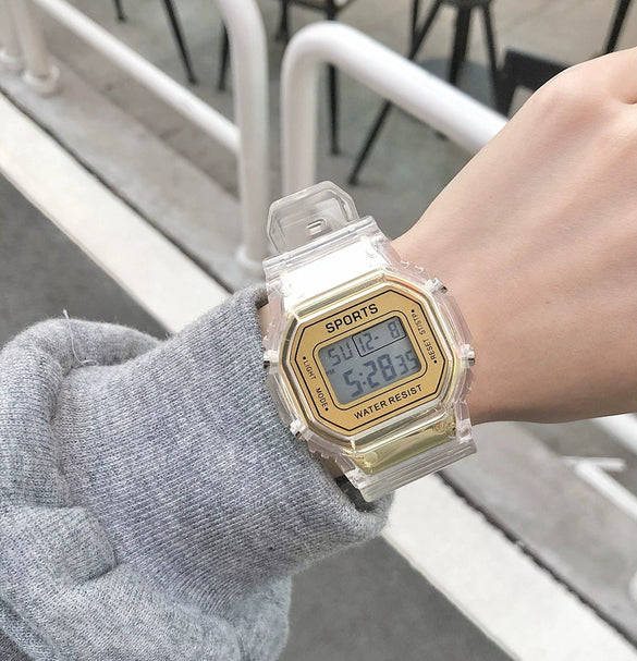 Digital Watch Plastic And Silicone Unicorn Luminous Square For Kids And Girls