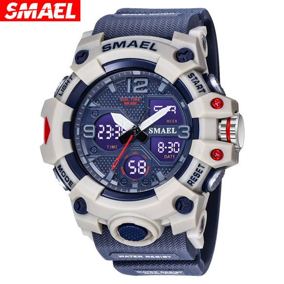 Digital Watch Plastic Pu Organic Glass Mirror Round Dial Sports Style For Middle School Students