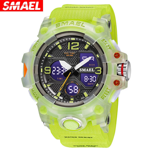 Digital Watch Plastic Pu Organic Glass Mirror Round Dial Sports Style For Middle School Students