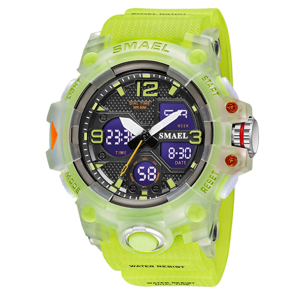 Digital Watch Plastic Pu Organic Glass Mirror Round Dial Sports Style For Middle School Students