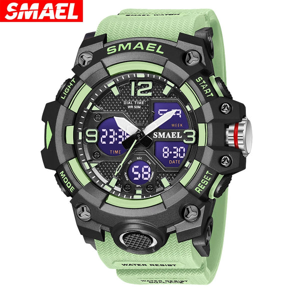 Digital Watch Plastic Pu Organic Glass Mirror Round Dial Sports Style For Middle School Students