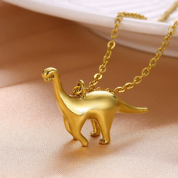 Dinosaur Pendant Titanium Steel Hiphop Men's Necklace Electroplated Jewelry