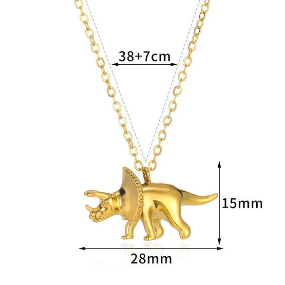 Dinosaur Pendant Titanium Steel Hiphop Men's Necklace Electroplated Jewelry