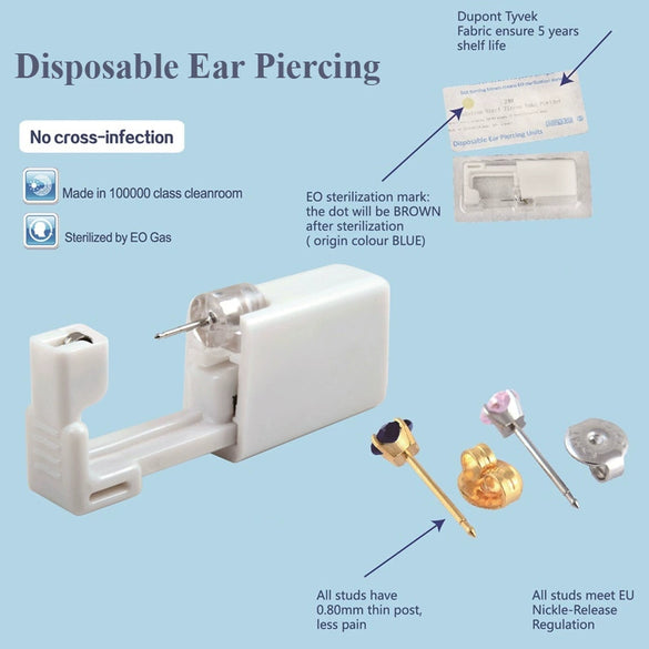 Disposable Lowpain Ear Piercing Gun 316L Stainless Steel Geometric Electroplated Ear Piercing Tool