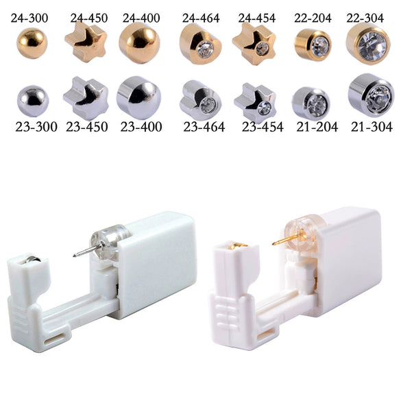 Disposable Lowpain Ear Piercing Gun 316L Stainless Steel Geometric Electroplated Ear Piercing Tool
