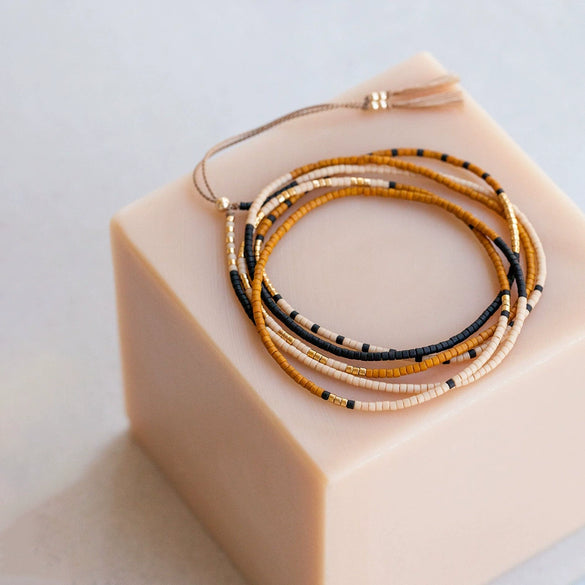 Distinctive All Match Multi Layer Winding Stacked Women's Bracelet With Miyuki Xiaomi Beads In Geometric Pattern Hand Woven From Glass And Glaze