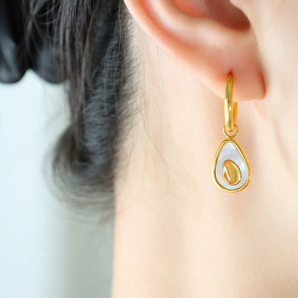 Distinctive Aocado Style Color Shell Geometric Titanium Steel Earrings With Electroplating