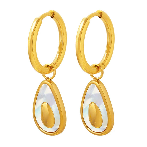 Distinctive Aocado Style Color Shell Geometric Titanium Steel Earrings With Electroplating
