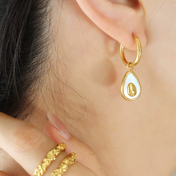 Distinctive Aocado Style Color Shell Geometric Titanium Steel Earrings With Electroplating