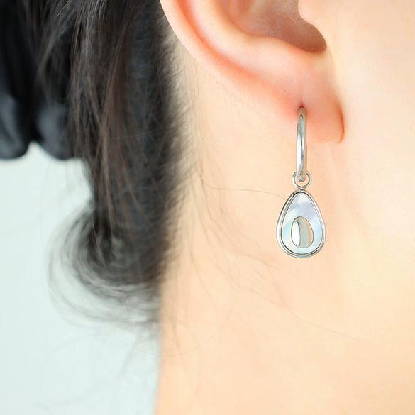Distinctive Aocado Style Color Shell Geometric Titanium Steel Earrings With Electroplating