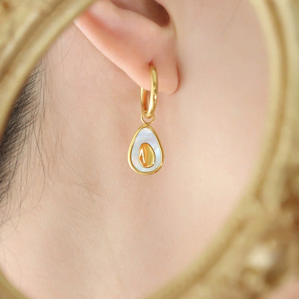 Distinctive Aocado Style Color Shell Geometric Titanium Steel Earrings With Electroplating