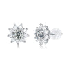 Distinctive 925 Silver Sunflower Earrings Set With Diamonds For Women
