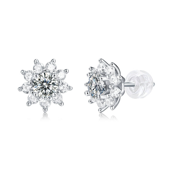 Distinctive 925 Silver Sunflower Earrings Set With Diamonds For Women