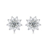 Distinctive 925 Silver Sunflower Earrings Set With Diamonds For Women