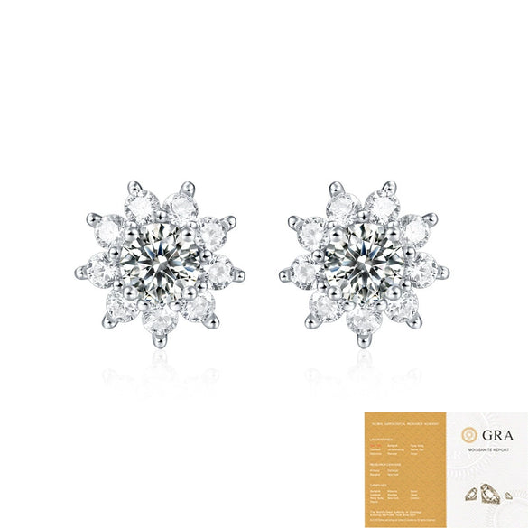 Distinctive 925 Silver Sunflower Earrings Set With Diamonds For Women