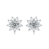 Distinctive 925 Silver Sunflower Earrings Set With Diamonds For Women
