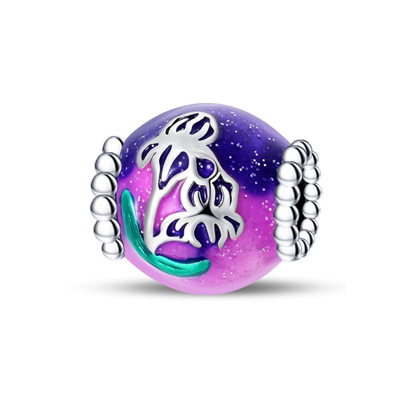 Diy Accessories Bracelet Copper Plated 925 Silver Hanging Buckle Beads With Iris Star Sunflower Pattern And Dripping Oil Treatment