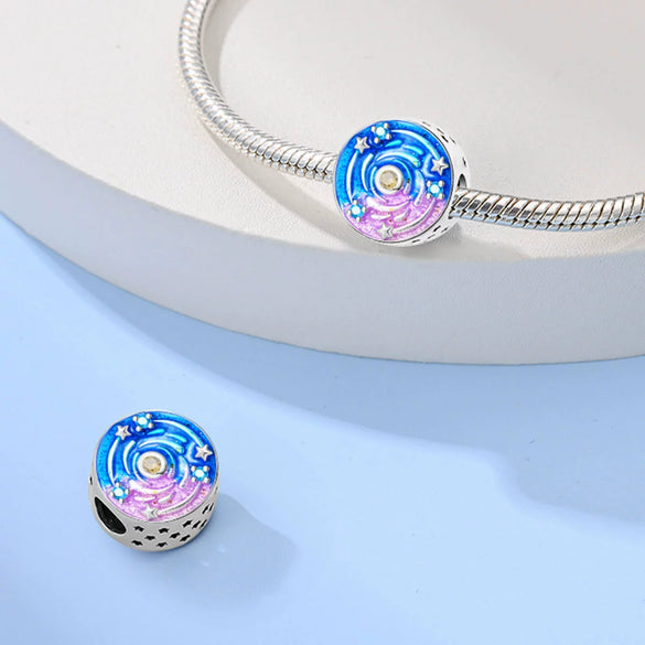 Diy Accessories Bracelet Copper Plated 925 Silver Hanging Buckle Beads With Iris Star Sunflower Pattern And Dripping Oil Treatment