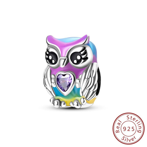 Diy Accessories Bracelet S925 Sterling Silver Original Design Owl Hummingbird Unicorn Charm Dripping Oil