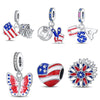 Diy Accessories Bracelet Silver Plated Copper With Dripping Oil Treatment And Eagle Flag Design