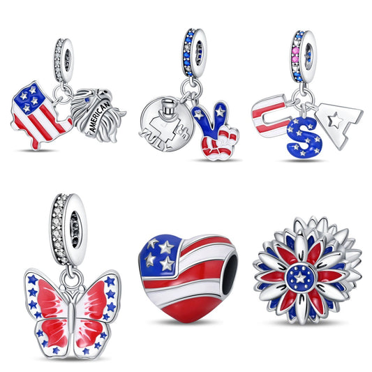 Diy Accessories Bracelet Silver Plated Copper With Dripping Oil Treatment And Eagle Flag Design
