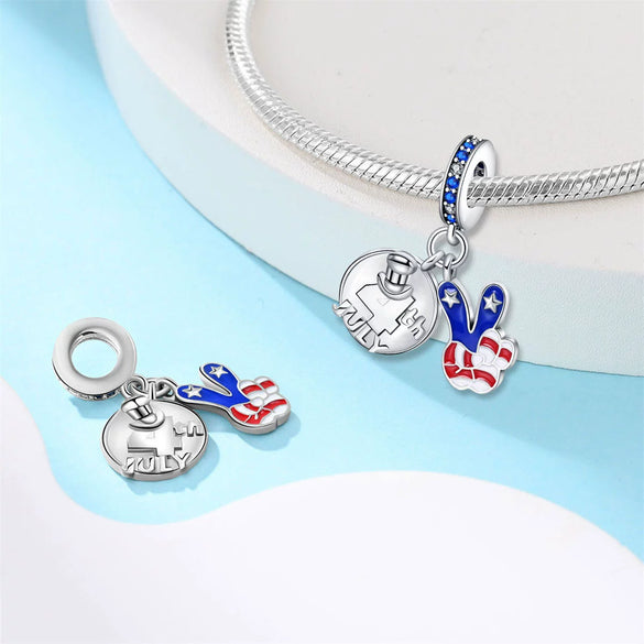 Diy Accessories Bracelet Silver Plated Copper With Dripping Oil Treatment And Eagle Flag Design